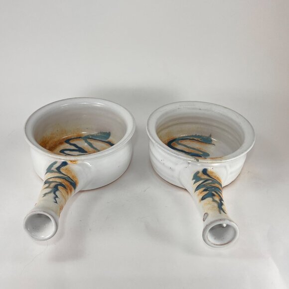 Brenner Tolliver Pottery Handcrafted Stoneware Hollow Handle Soup Bowl White - Picture 5 of 16